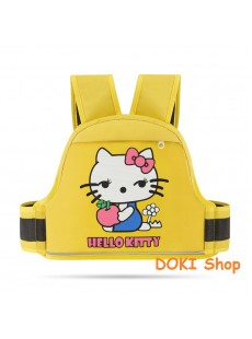 Đai đi xe máy cho bé DODOTO chất lượng cao, dày dặn, có túi, hình Hello Kitty vàng